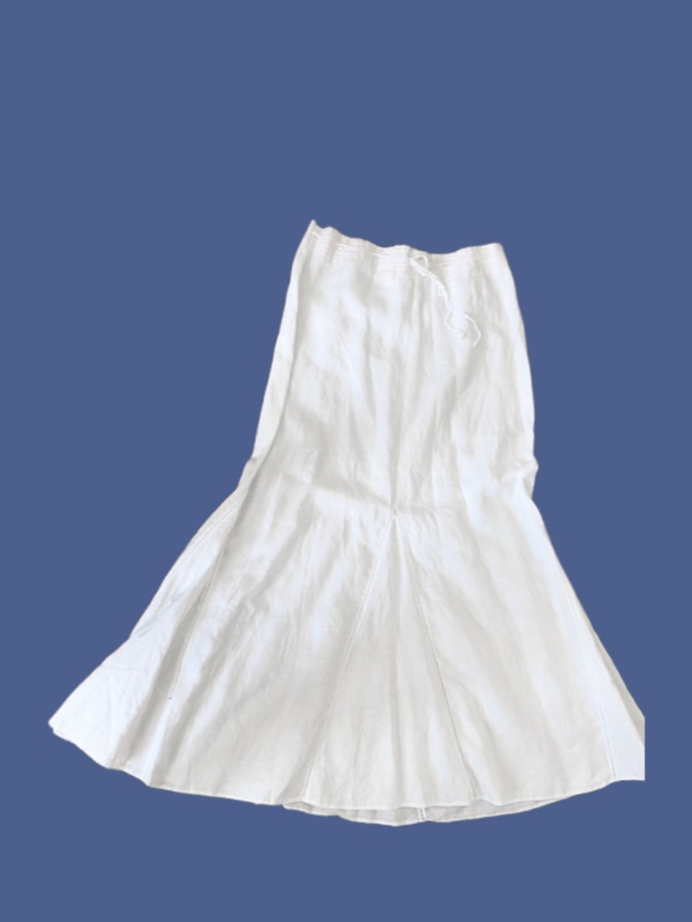 Mango MNG White Linen Blend Mermaid Maxi Skirt Size 42 Boho Cottagecore